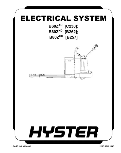 Hyster C230 (B60ZAC) Forklift Service Repair Manual