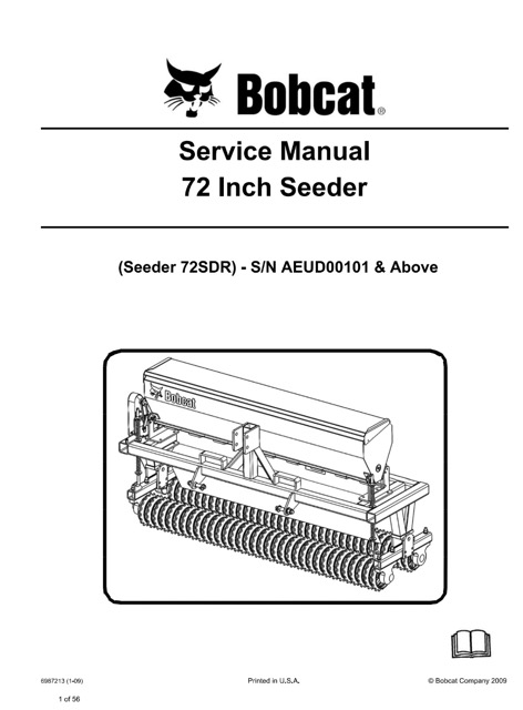Bobcat 72 Inch Seeder Service Repair Manual
