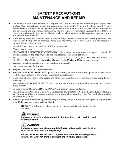 Hyster A917 (H800-900-1050HD, H800-900-970-1050HDS) Forklift Service Manual