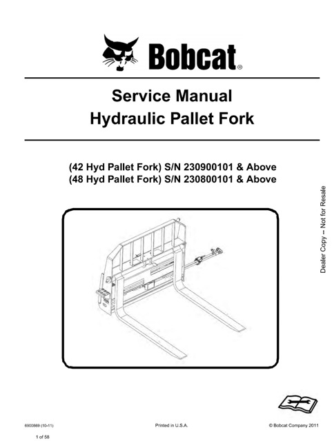 Bobcat 42, 48 Hydraulic Pallet Fork Service Manual