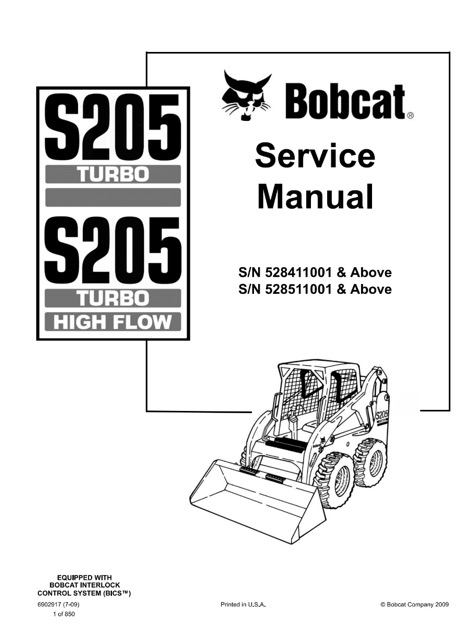 Bobcat S205 Turbo, S205 Turbo High Flow Service Manual