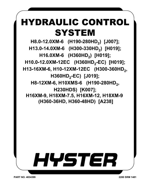 Hyster K007 Workshop Manual