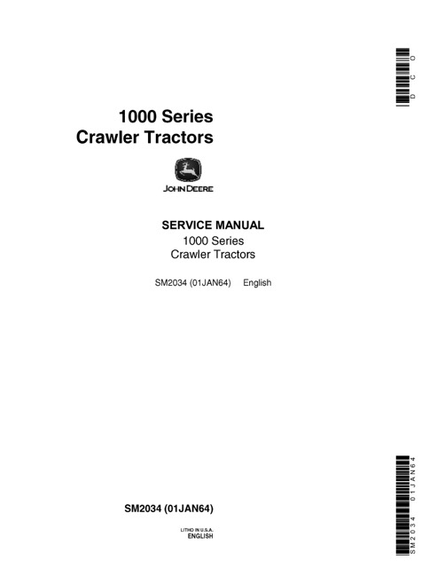 John Deere 1000 Series Crawler Tractors Service Manual