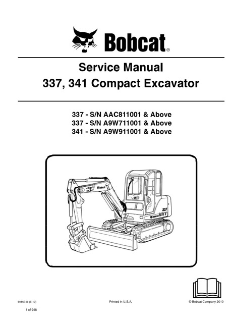 Bobcat 337, 341 Compact Excavator Service Manual