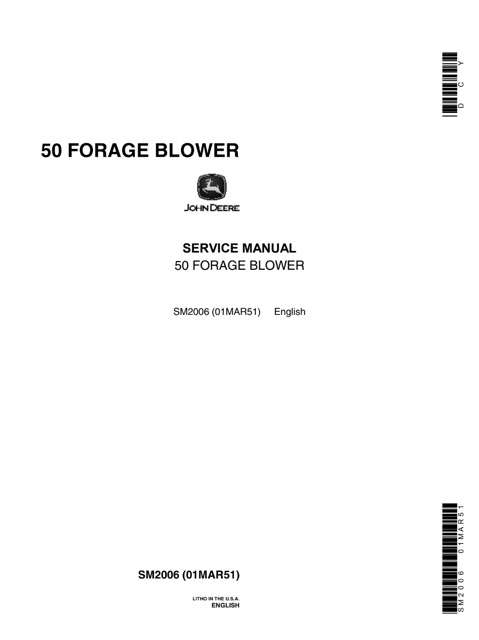 John Deere 50 FORAGE BLOWER Service Repair Manual