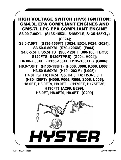 Hyster B299 (H170FT, H175FT36, H190FT) Internal Combustion Engine Trucks Service Manual