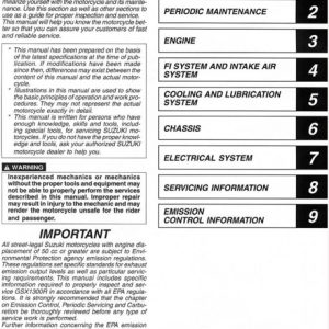 1999-2002 Suzuki GSX1300R Hayabusa Service Manual
