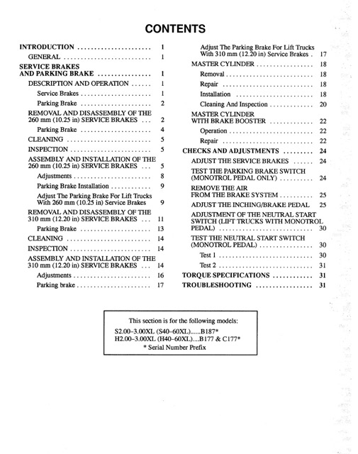 Hyster C187 (S40XL, S50XL, S60XL) Forklift Service Manual