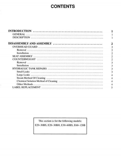 Hyster B108 (E30B, E40B, E50B, E60BS) Electric Forklift Service Manual