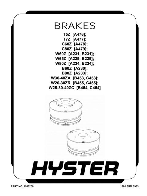 Hyster C453 (W20ZR, W30ZR, W40Z) Forklift Service Manual