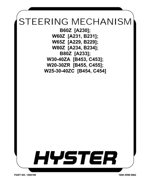 Hyster C454 (W25ZC, W30ZC, W40ZC) Forklift Service Manual