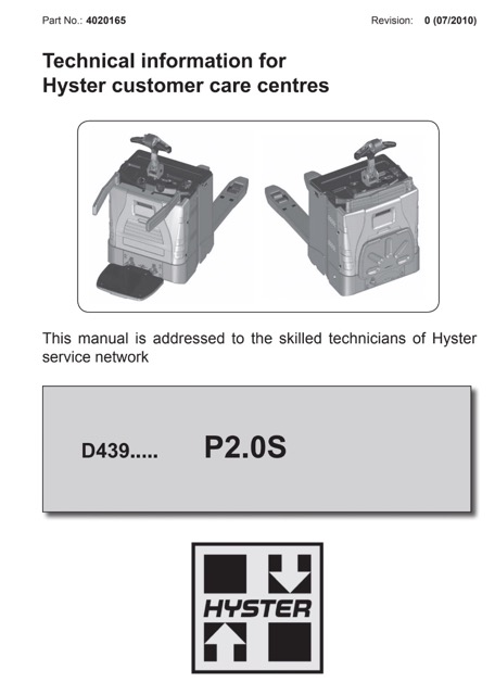 Hyster D439 (P2.0S) Forklift Service Repair Manual