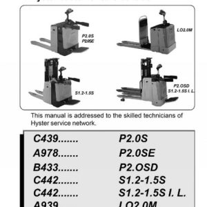 Hyster B433 (P2.0SD) Forklift Service Repair Manual