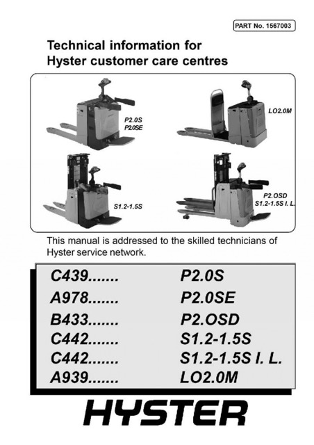 Hyster B433 (P2.0SD) Forklift Service Repair Manual