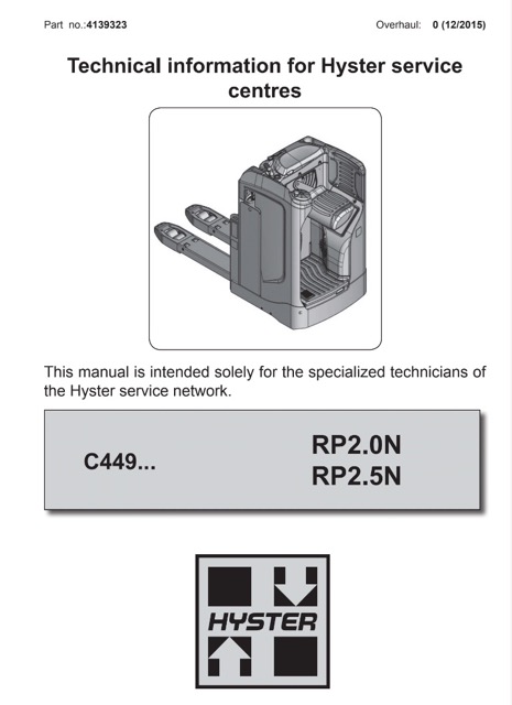 Hyster C449 (RP2.0N, RP2.5N) Forklift Service Manual