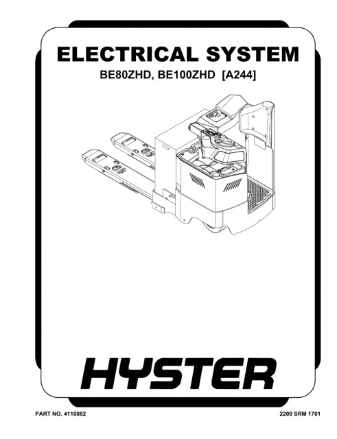 Hyster A244 (BE80ZHD, BE100ZHD) Forklift Service Manual