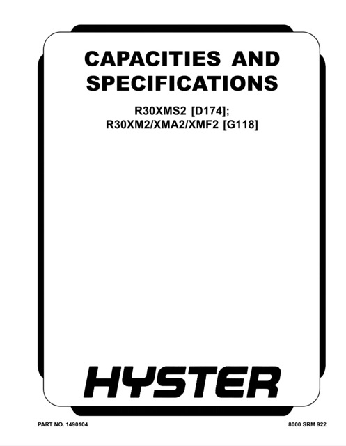 Hyster D174 (R30XMS2) Forklift Service Manual