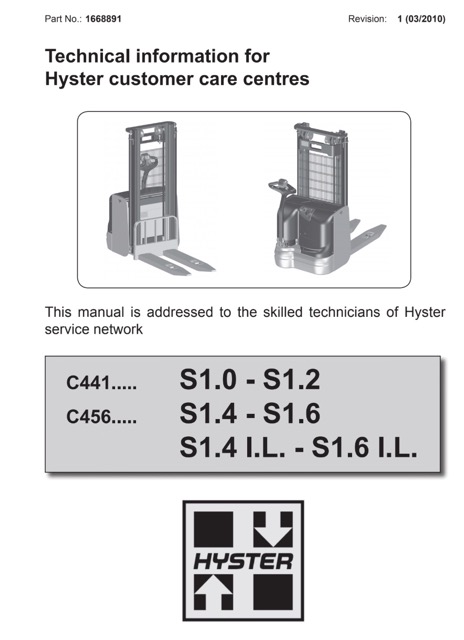 Hyster C441 (S1.0 AC, S1.2 AC) Forklift Service Manual