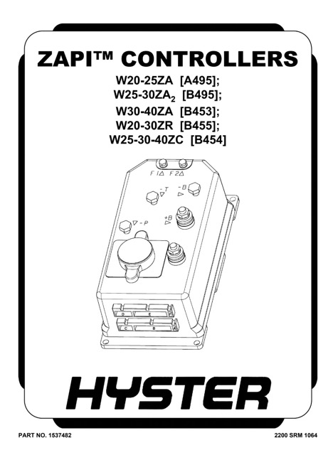 Hyster B454 (W25ZC W30ZC W40ZC) Forklift Service Manual