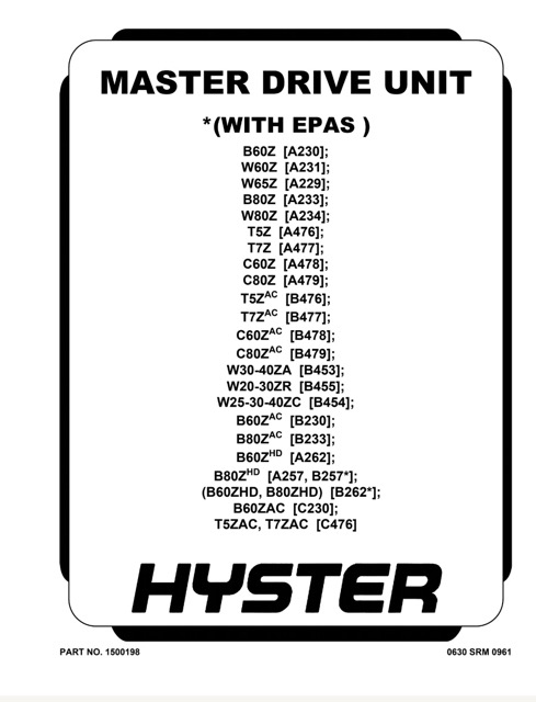 Hyster B453 (W30ZA ,W40ZA) Forklift Service Manual