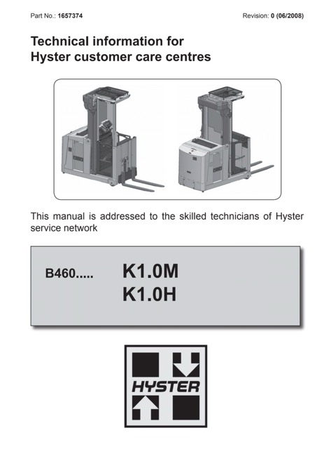 Hyster B460 (K1.0M, K1.0H, K1.0H WP) Forklift Service Manual