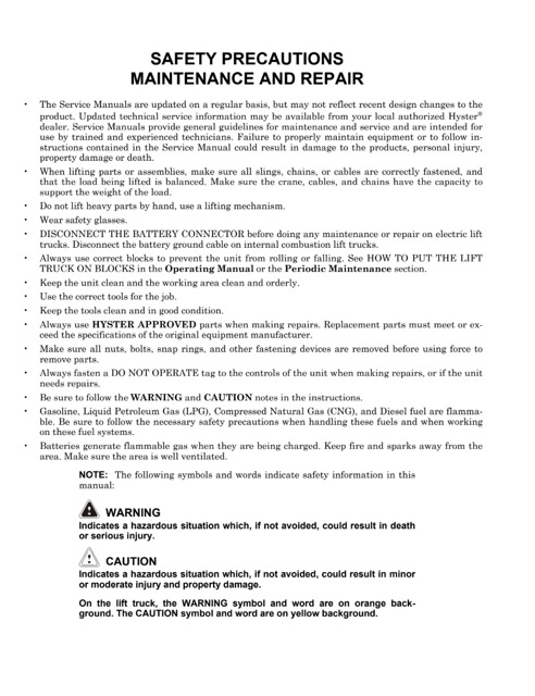 Hyster D264 (N45ZR2, N35ZDR2) Forklift Service Manual