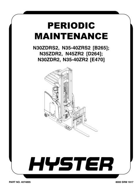Hyster E470 (N35ZR2, N40ZR2, N30ZDR2) Forklift Service Manual